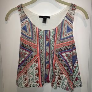 Forever 21 pattern flowy crop top